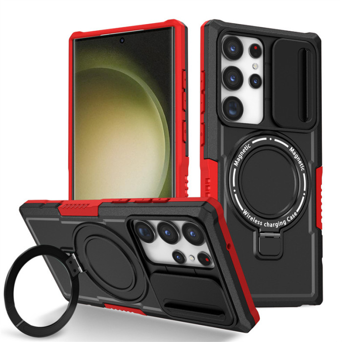 For Samsung Galaxy S25 Ultra S24 S23 S22 FE Phone Case Magnetic Sliding Window
