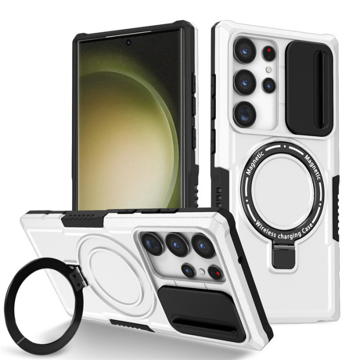 For Samsung Galaxy S25 Ultra S24 S23 S22 FE Phone Case Magnetic Sliding Window