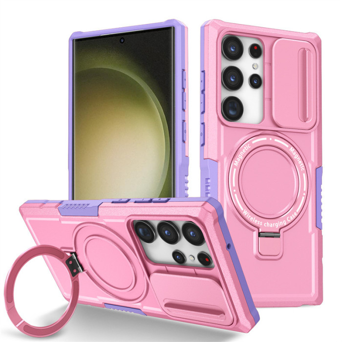 For Samsung Galaxy S25 Ultra S24 S23 S22 FE Phone Case Magnetic Sliding Window