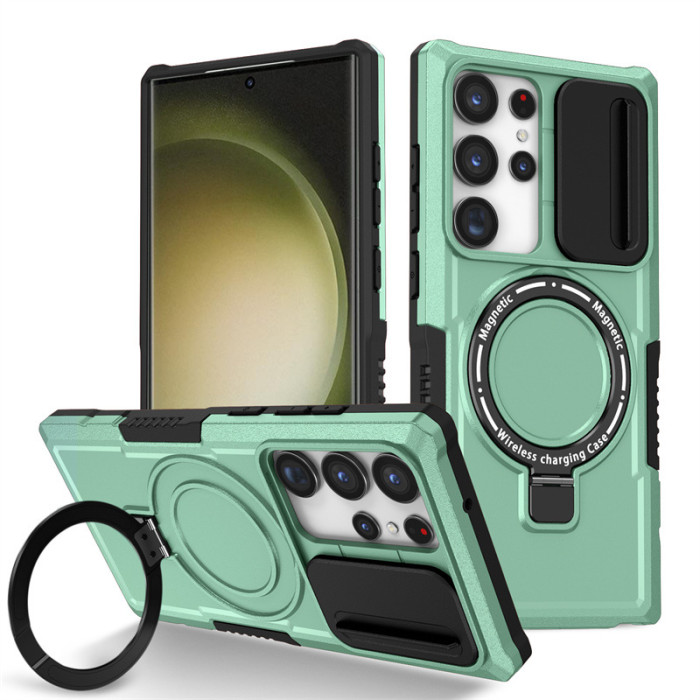 For Samsung Galaxy S25 Ultra S24 S23 S22 FE Phone Case Magnetic Sliding Window