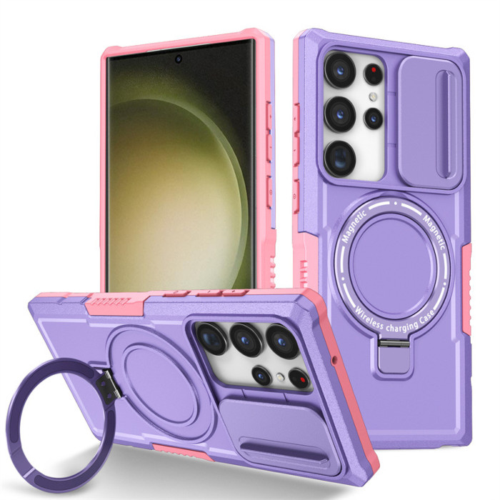 For Samsung Galaxy S25 Ultra S24 S23 S22 FE Phone Case Magnetic Sliding Window