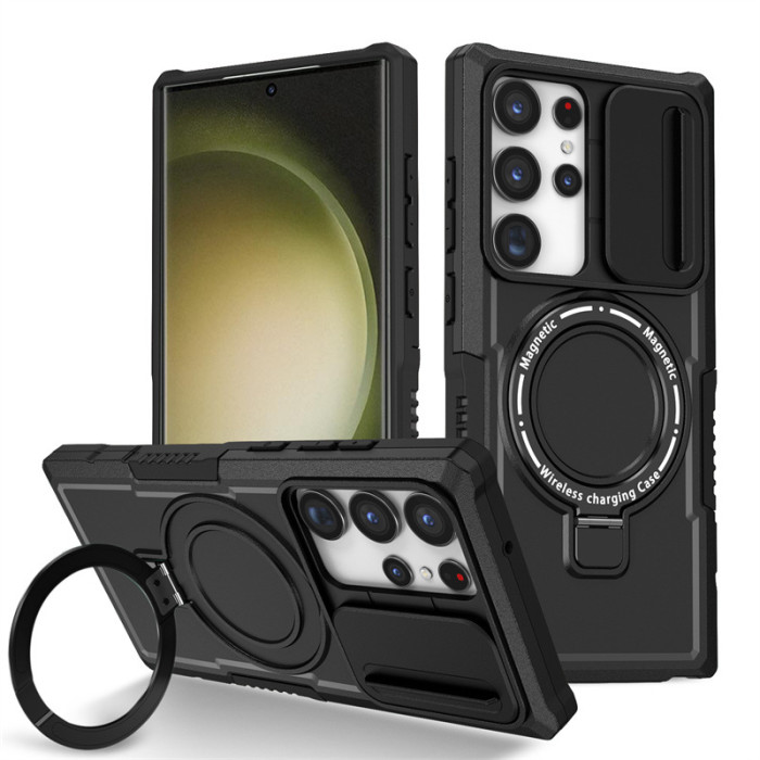 For Samsung Galaxy S25 Ultra S24 S23 S22 FE Phone Case Magnetic Sliding Window
