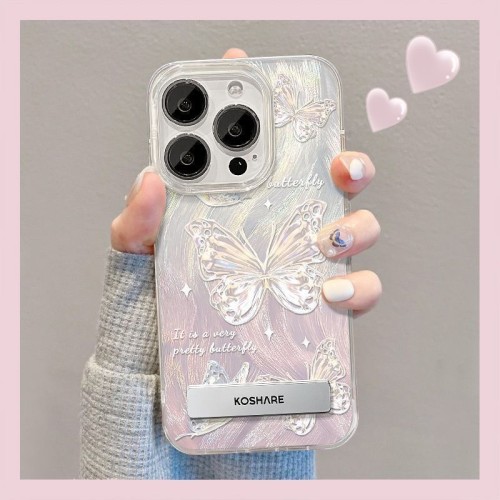 For iPhone 17 Air 17 Pro Max 16 15 14 13 12 11 XR 7 Phone Case Bracket Butterfly