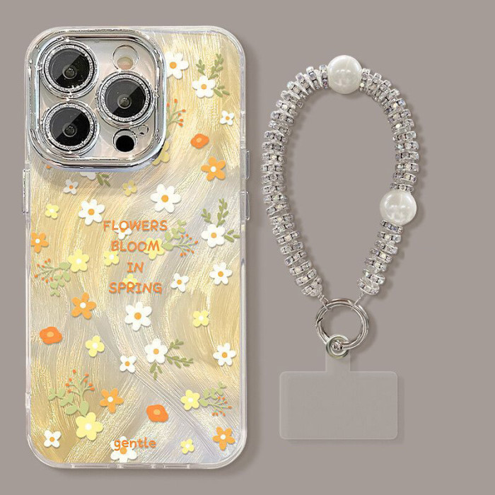 For iPhone 17 Air 17 Pro Max 16 15 14 13 12 11 Phone Case Floral luxury Lanyard