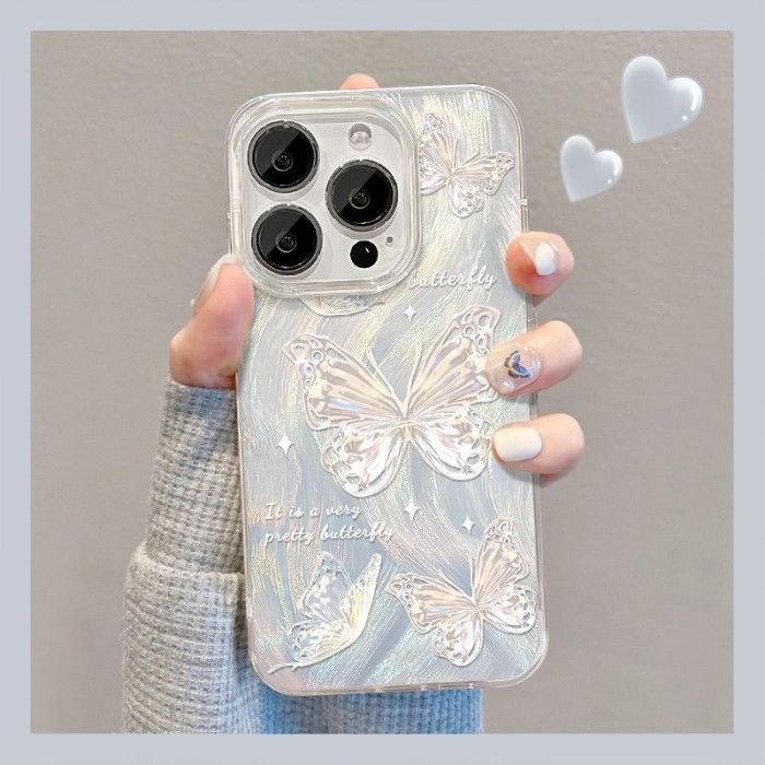 For iPhone 17 Air 17 Pro Max 16 15 14 13 12 11 XR 7 Phone Case Bracket Butterfly