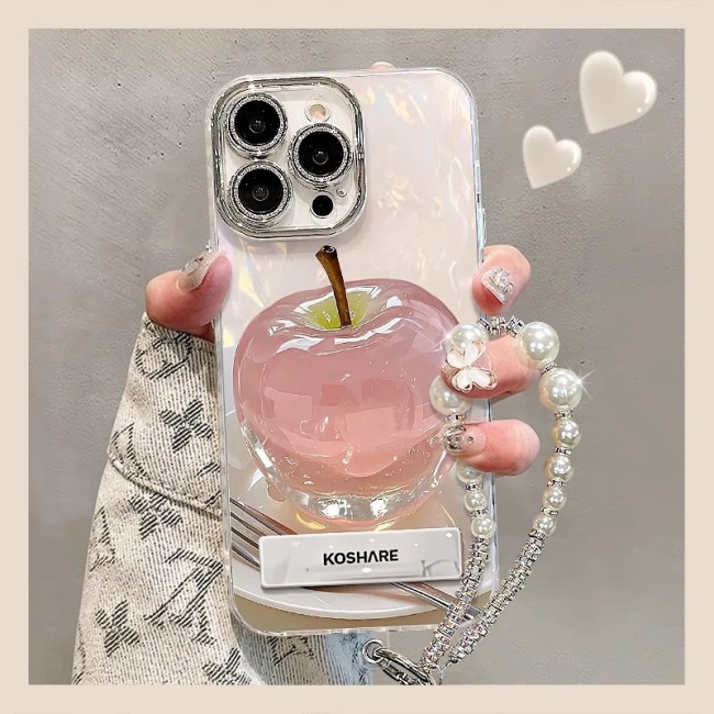 For iPhone 17 Air 17 Pro Max 16 15 14 13 12 11 Phone Case Crystal Apple Lanyard