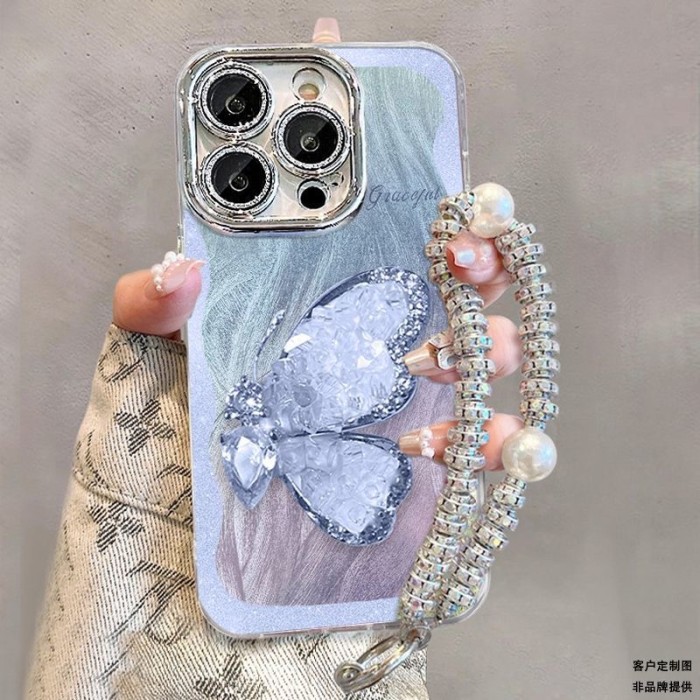 For iPhone 17 Air 17 Pro Max 16 15 14 13 12 11 Phone Case Crystal Butterfly New