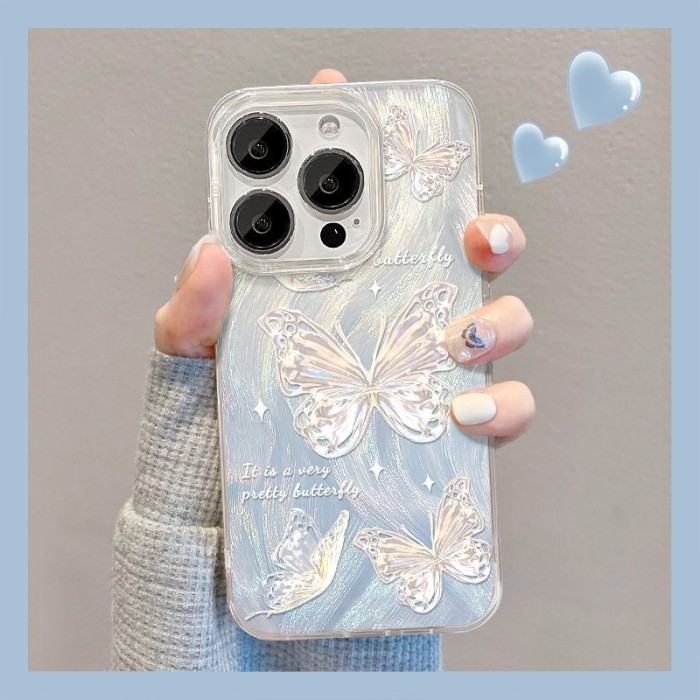 For iPhone 17 Air 17 Pro Max 16 15 14 13 12 11 XR 7 Phone Case Bracket Butterfly
