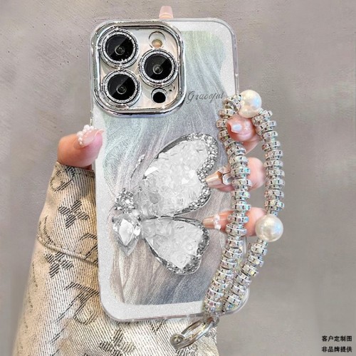 For iPhone 17 Air 17 Pro Max 16 15 14 13 12 11 Phone Case Crystal Butterfly New