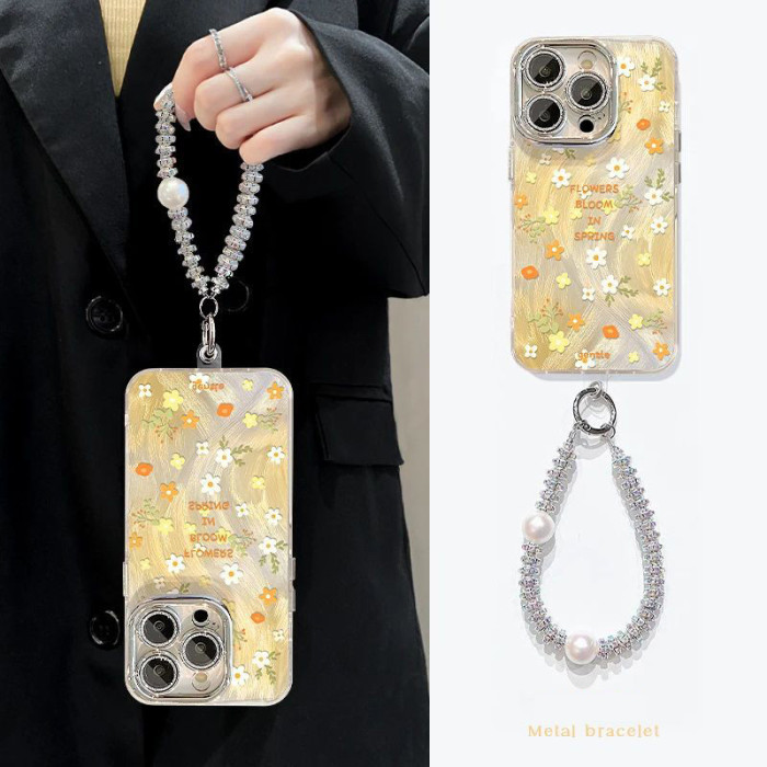 For iPhone 17 Air 17 Pro Max 16 15 14 13 12 11 Phone Case Floral luxury Lanyard