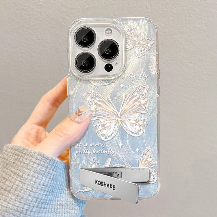 For iPhone 17 Air 17 Pro Max 16 15 14 13 12 11 XR 7 Phone Case Bracket Butterfly