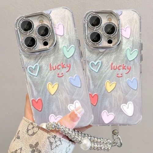 For iPhone 17 Air 17 Pro Max 16 15 14 13 12 11 Phone Case Loving Heart Bracelet