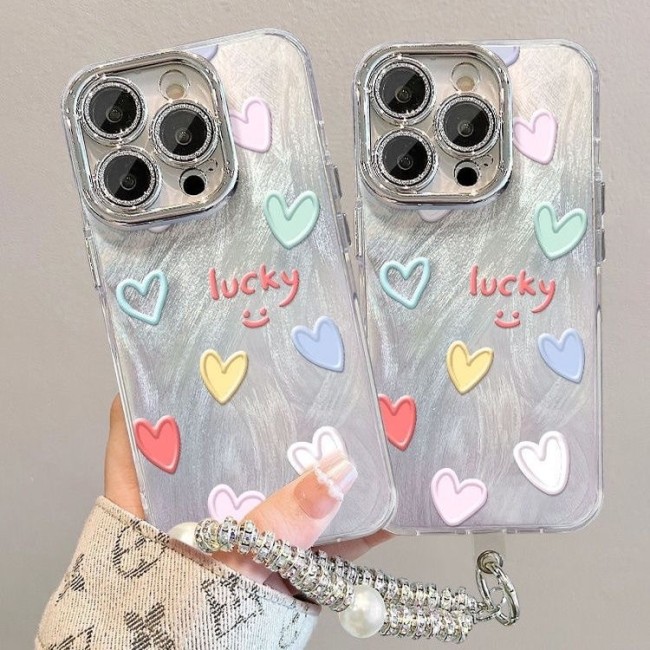 For iPhone 17 Air 17 Pro Max 16 15 14 13 12 11 Phone Case Loving Heart Bracelet
