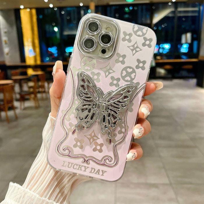 For iPhone 17 Air 17 Pro Max 16 15 14 13 12 11 Phone Case Butterfly Bracket New