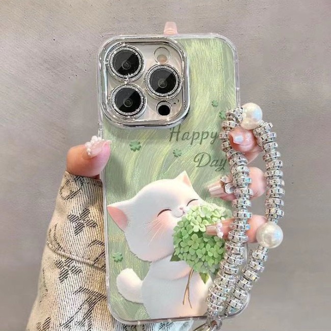For iPhone 17 Air 17 Pro Max 16 15 14 13 12 11 Fashion Phone Case Bouquet Cat