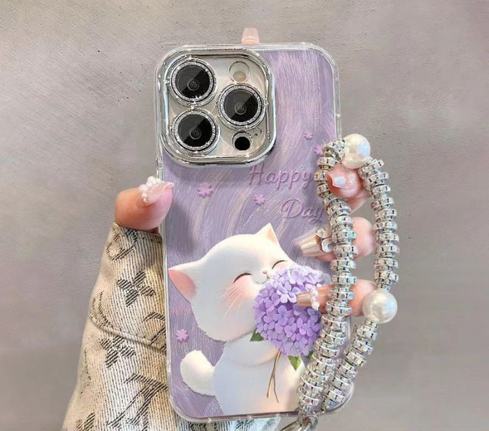 For iPhone 17 Air 17 Pro Max 16 15 14 13 12 11 Fashion Phone Case Bouquet Cat