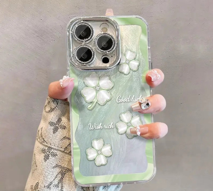 For iPhone 17 Air 17 Pro Max 16 15 14 13 12 11 Phone Case Four-Leaf Clover New