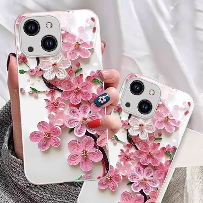 For iPhone 17 Air 17 Pro Max 16 15 14 13 12 11 XR 7 XS Phone Case Peach Blossom