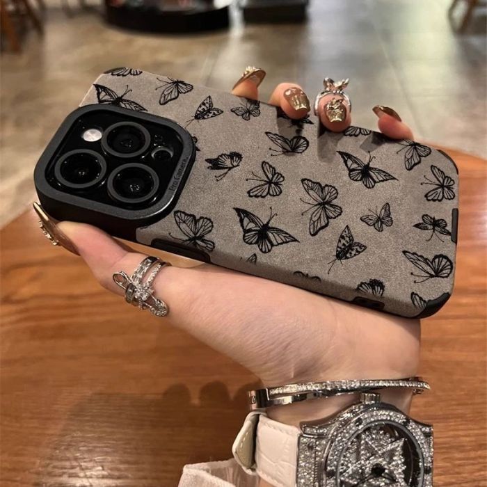 For iPhone 17 Air 17 Pro Max 16 15 14 13 12 11 XR XS Phone Case Leather Flower