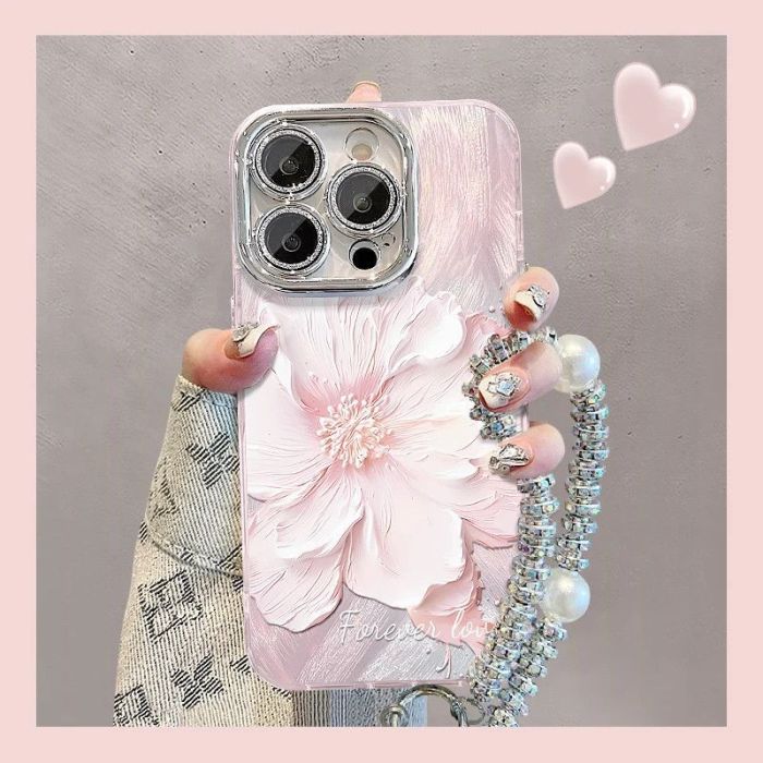 For iPhone 17 Air 17 Pro Max 16 15 14 13 12 11 XR XS Phone Case Pink Flower New