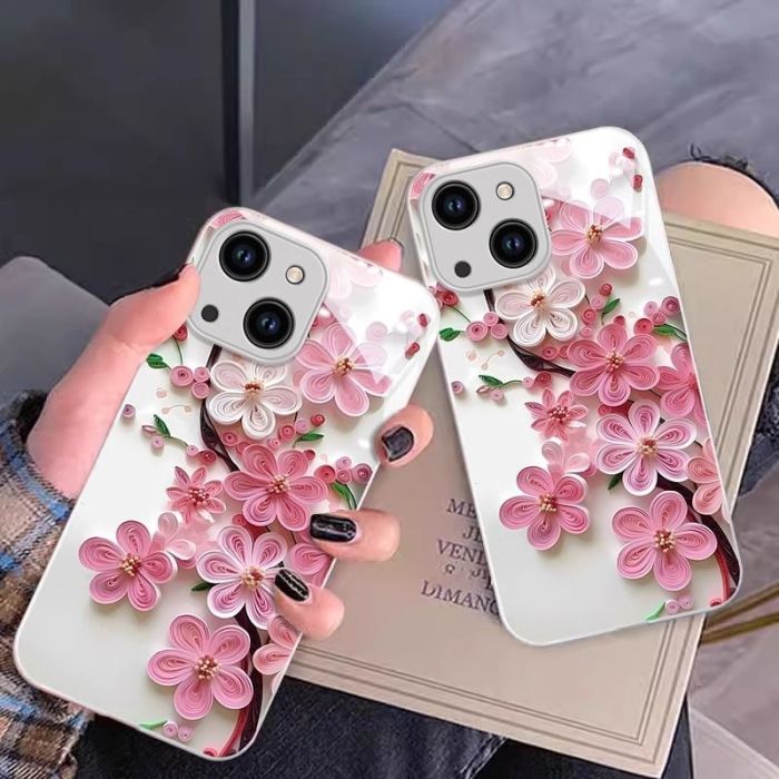 For iPhone 17 Air 17 Pro Max 16 15 14 13 12 11 XR 7 XS Phone Case Peach Blossom