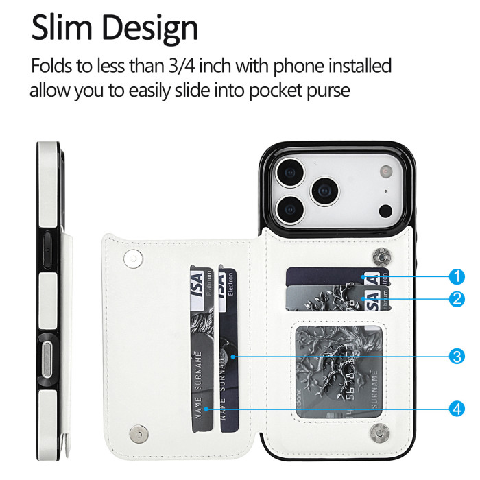 For iPhone 17 Air 17 Pro Max 16 15 14 13 12 11 XR XS 8 Phone Case Wallet Leather