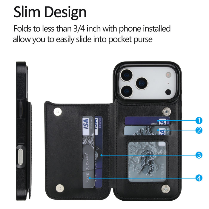 For iPhone 17 Air 17 Pro Max 16 15 14 13 12 11 XR XS 8 Phone Case Wallet Leather