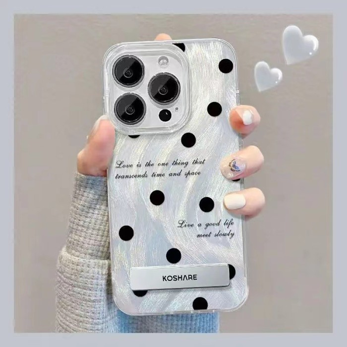 For iPhone 17 Air 17 Pro Max 16 15 14 13 12 11 XR XS Phone Case Dot Bow Bracelet