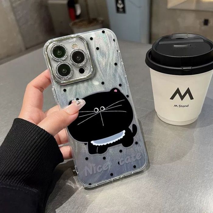 For iPhone 17 Air 17 Pro Max 16 15 14 13 12 11 XR XS Phone Case Cute Dot Cat New