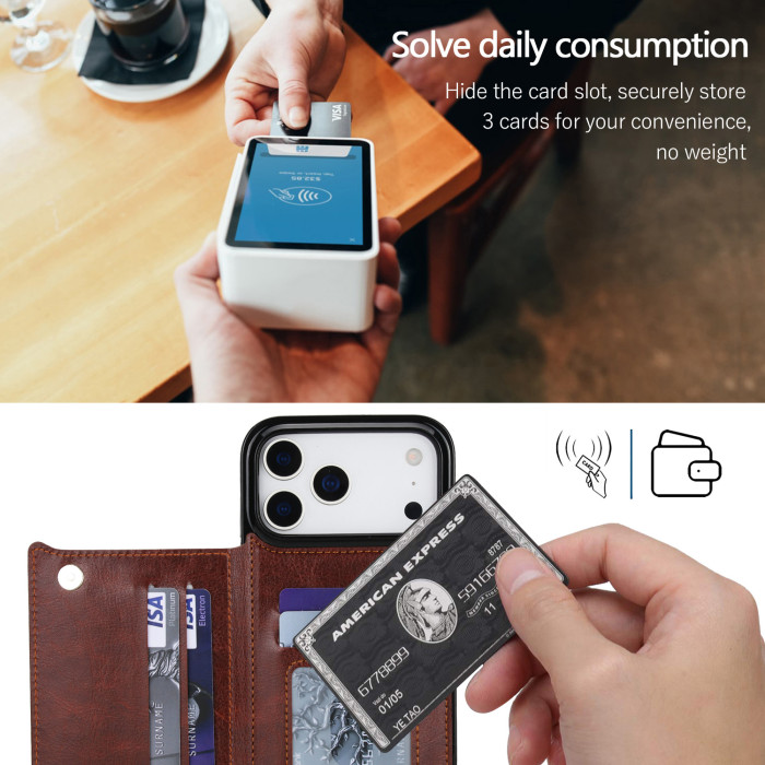 For iPhone 17 Air 17 Pro Max 16 15 14 13 12 11 XR XS 8 Phone Case Wallet Leather