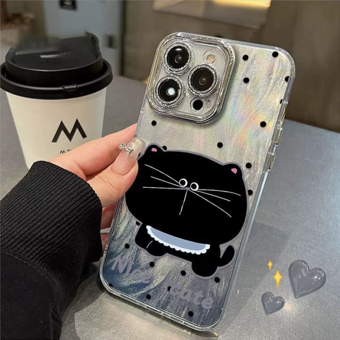 For iPhone 17 Air 17 Pro Max 16 15 14 13 12 11 XR XS Phone Case Cute Dot Cat New