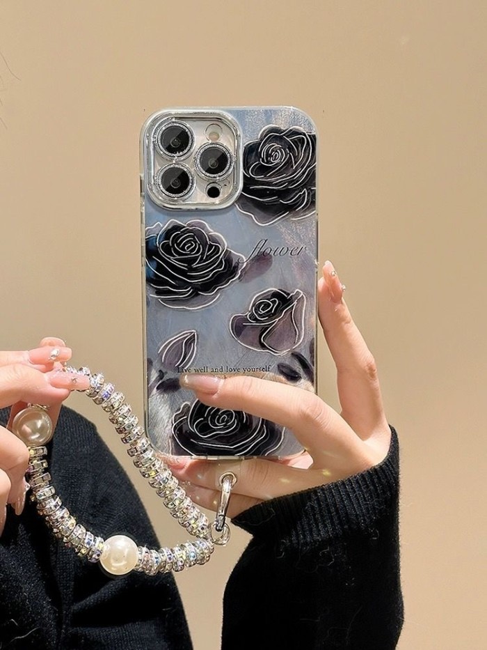 For iPhone 17 Air 17 Pro Max 16 15 14 13 12 11 Phone Case Rose Glitter Cover New