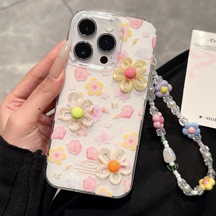 For iPhone 17 Air 17 Pro Max 16 15 14 13 12 11 XR XS Phone Case 3D Flower Cover