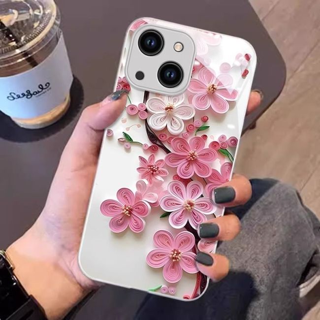 For iPhone 17 Air 17 Pro Max 16 15 14 13 12 11 XR 7 XS Phone Case Peach Blossom