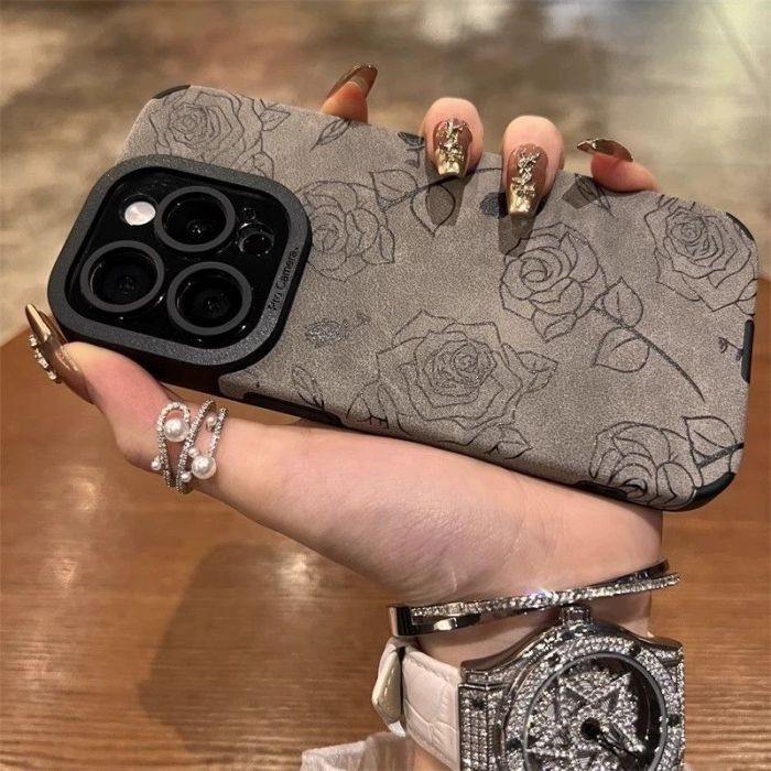 For iPhone 17 Air 17 Pro Max 16 15 14 13 12 11 XR XS Phone Case Leather Flower