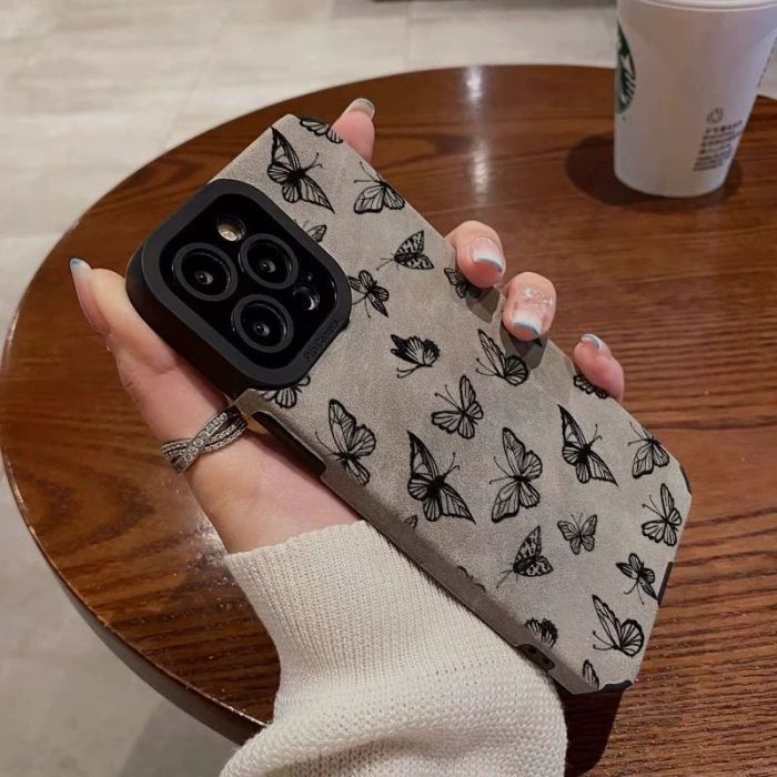For iPhone 17 Air 17 Pro Max 16 15 14 13 12 11 XR XS Phone Case Leather Flower