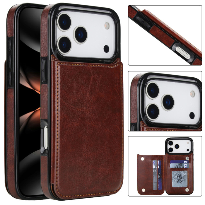 For iPhone 17 Air 17 Pro Max 16 15 14 13 12 11 XR XS 8 Phone Case Wallet Leather