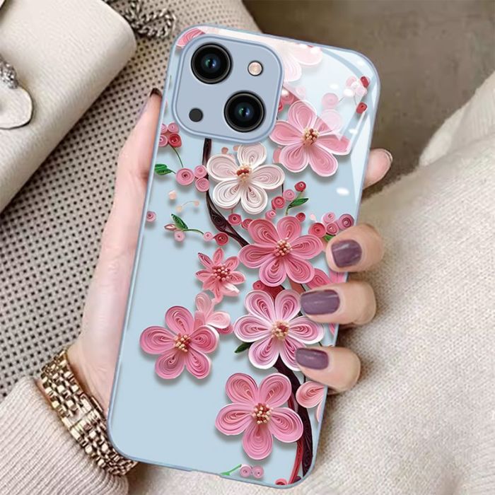 For iPhone 17 Air 17 Pro Max 16 15 14 13 12 11 XR 7 XS Phone Case Peach Blossom