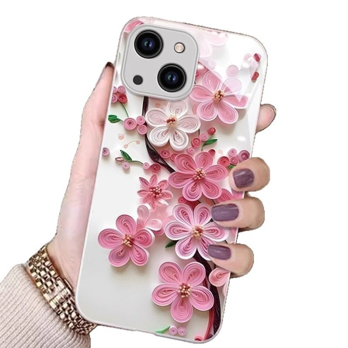 For iPhone 17 Air 17 Pro Max 16 15 14 13 12 11 XR 7 XS Phone Case Peach Blossom