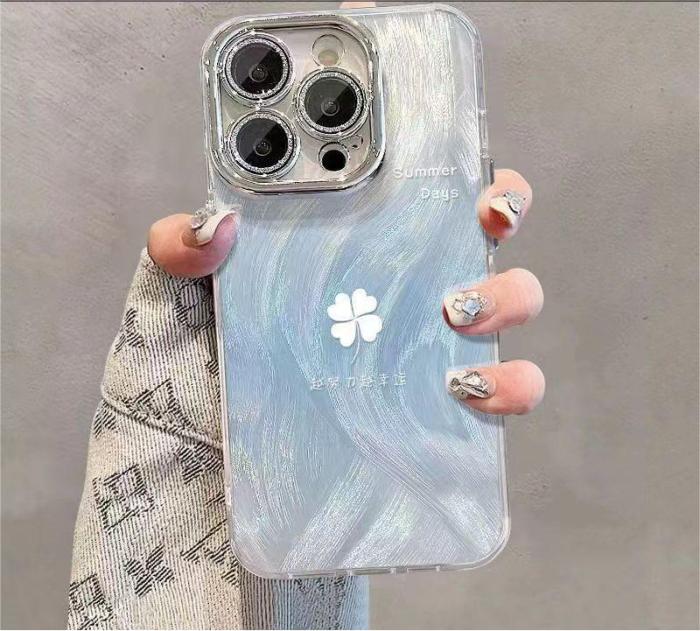 For iPhone 17 Air 17 Pro Max 16 15 14 13 12 11 Phone Case Floral Clover Cover W/bracket bracelet