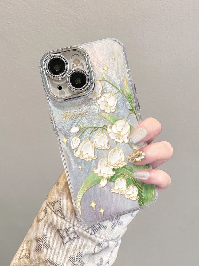 For iPhone 17 Air 17 Pro Max 16 15 14 13 12 11 Phone Case Glitter Flower Cover