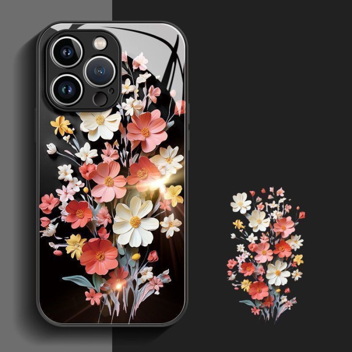 For iPhone 17 Air 17 Pro Max 16 15 14 13 12 11 XR 7 8 XS Phone Case Bouquet New