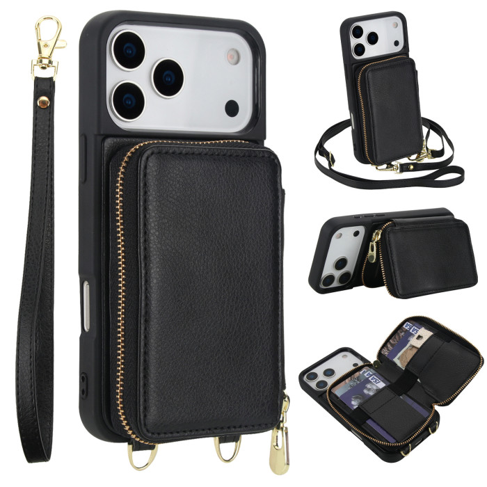 For iPhone 17 Air 17 Pro Max 16 15 14 13 12 11 XR 8 XS Phone Cover Zipper Wallet