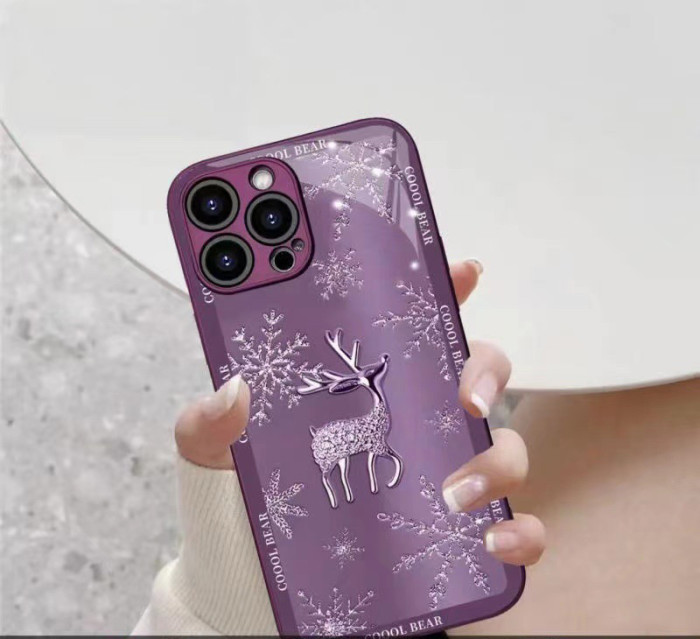 For iPhone 17 Air 17 Pro Max 16 15 14 13 12 11 XR 7 8 Phone Cover Snowflake Deer