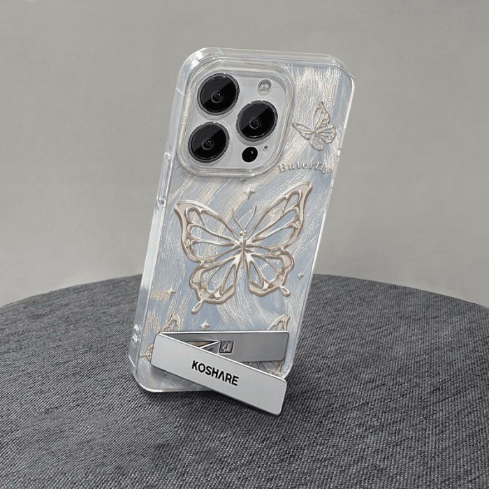 For iPhone 17 Air 17 Pro Max 16 15 14 13 12 11 XR Phone Case Butterfly Bracket