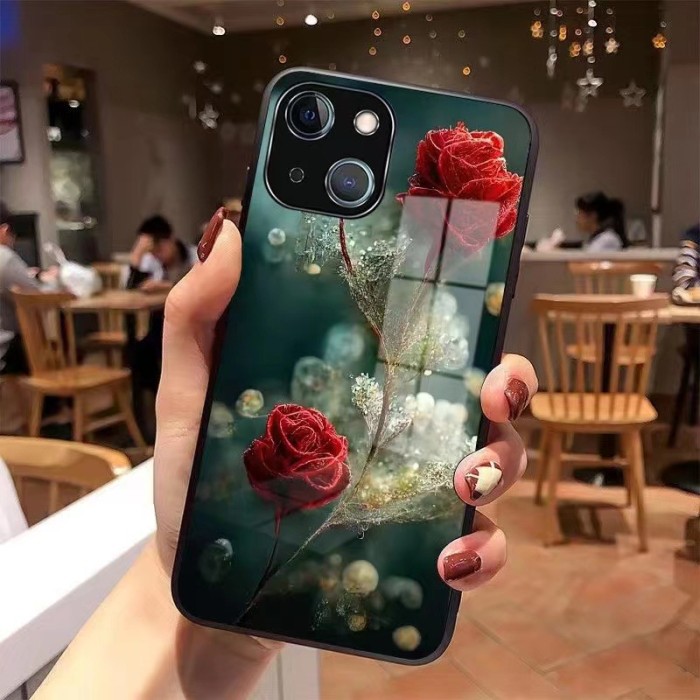 For iPhone 17 Air 17 Pro Max 16 15 14 13 12 11 XR XS Phone Case Beautiful Rose