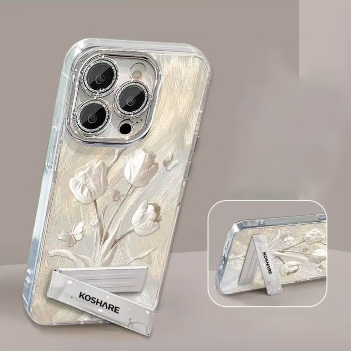 For iPhone 17 Air 17 Pro Max 16 15 14 13 12 11 XR Phone Cover Love Tulip Luxury
