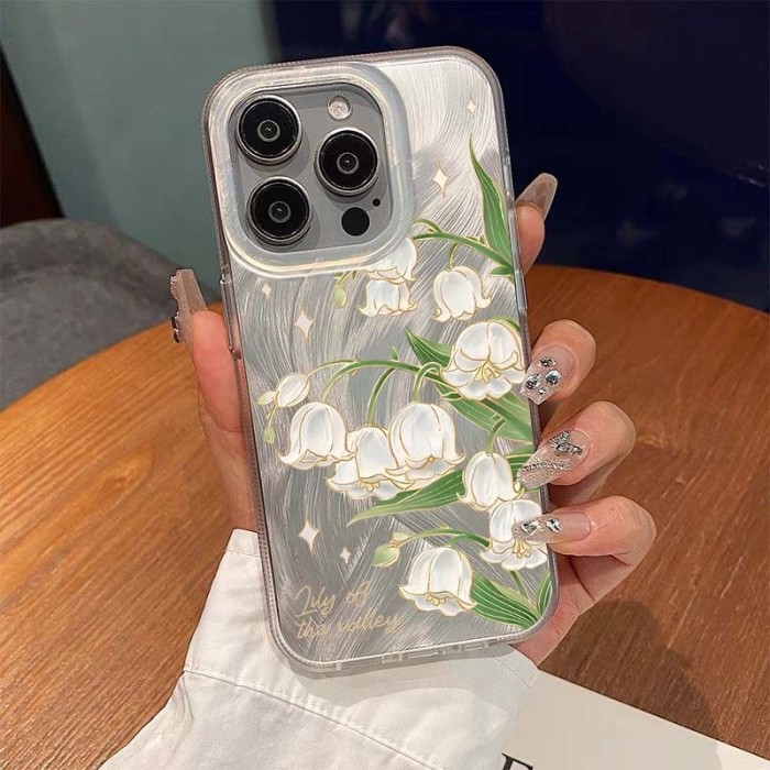 For iPhone 17 Air 17 Pro Max 16 15 14 13 12 11 Phone Case Glitter Flower Cover