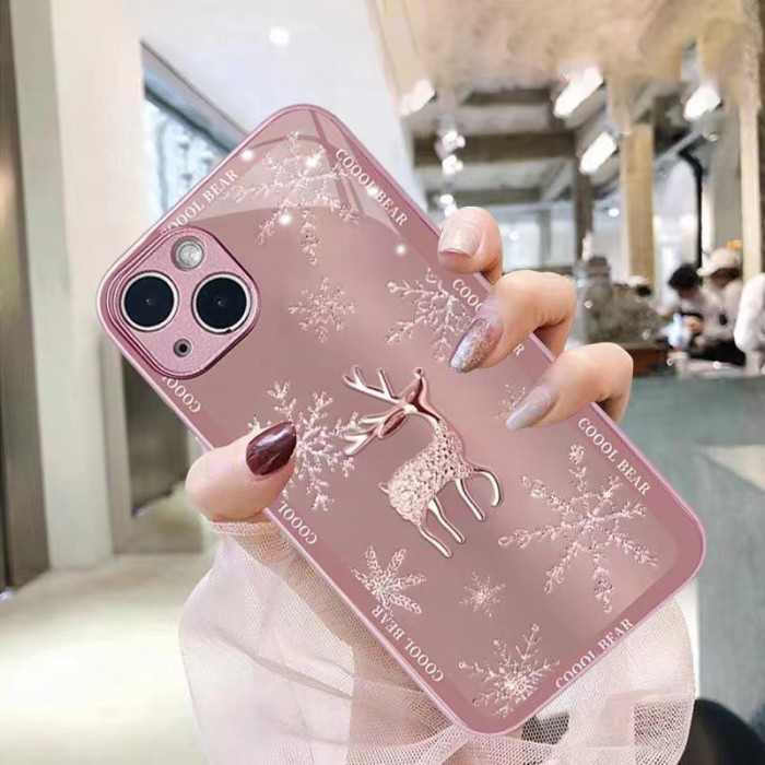 For iPhone 17 Air 17 Pro Max 16 15 14 13 12 11 XR 7 8 Phone Cover Snowflake Deer