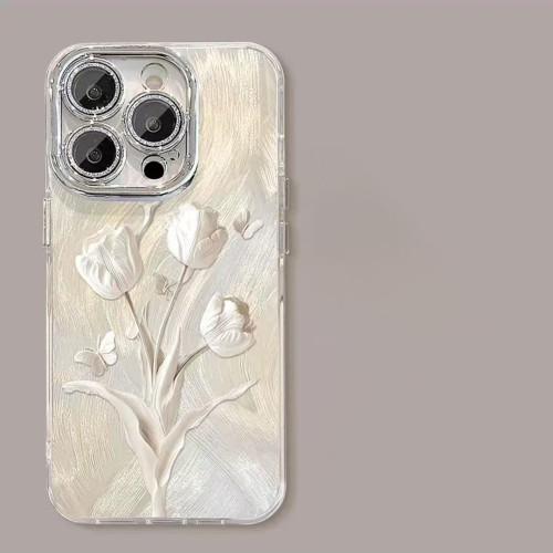 For iPhone 17 Air 17 Pro Max 16 15 14 13 12 11 XR Phone Cover Love Tulip Luxury